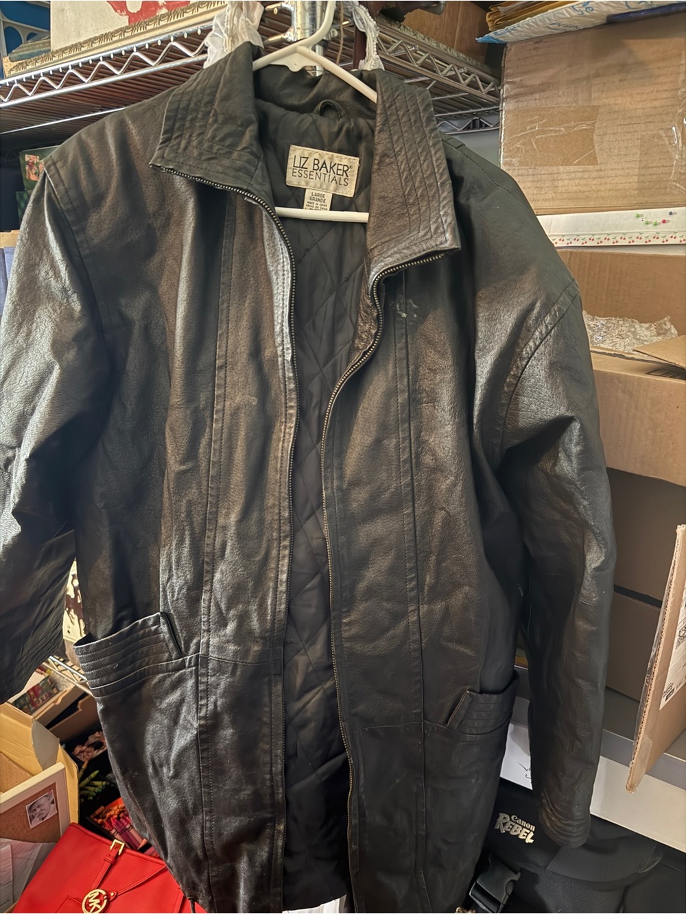 Liz Baker Black Leather Jacket with Quilted Lining